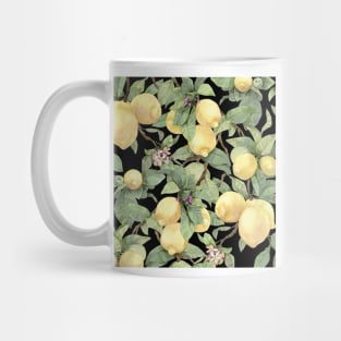 Watercolor big lemon on black Mug